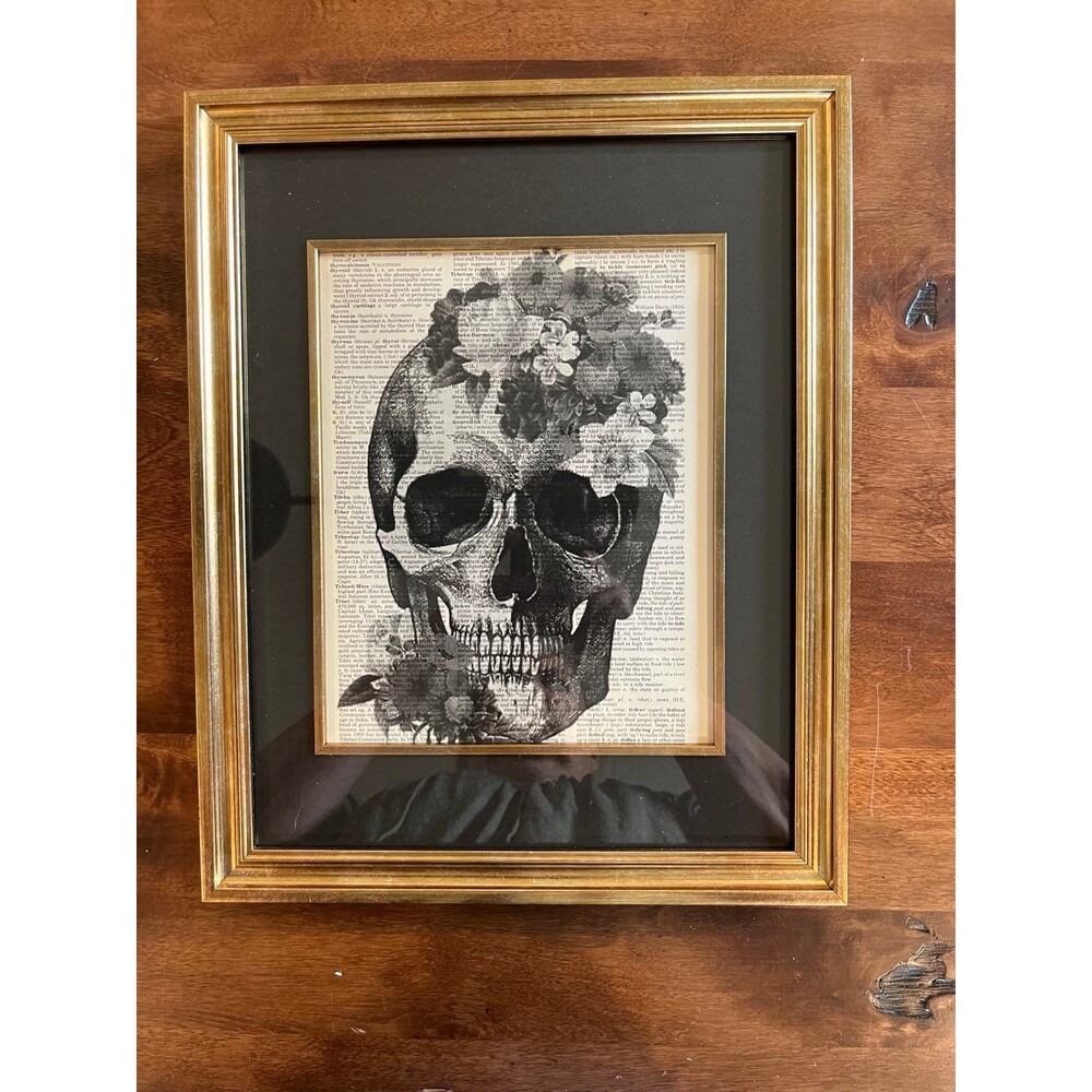 Framed Floral Skull Art | Gothic Dictionary Print | Dark Academia Wall Artwork